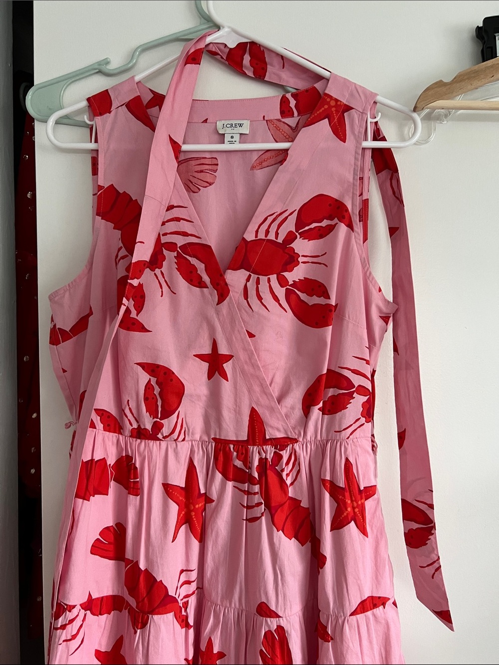 J. Crew women’s Pink One-Piece with Red Lobster & Starfish Print size 8
